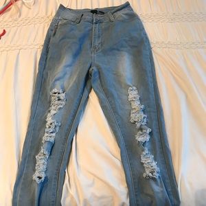 Ripped light wash high waisted fashion nova jeans